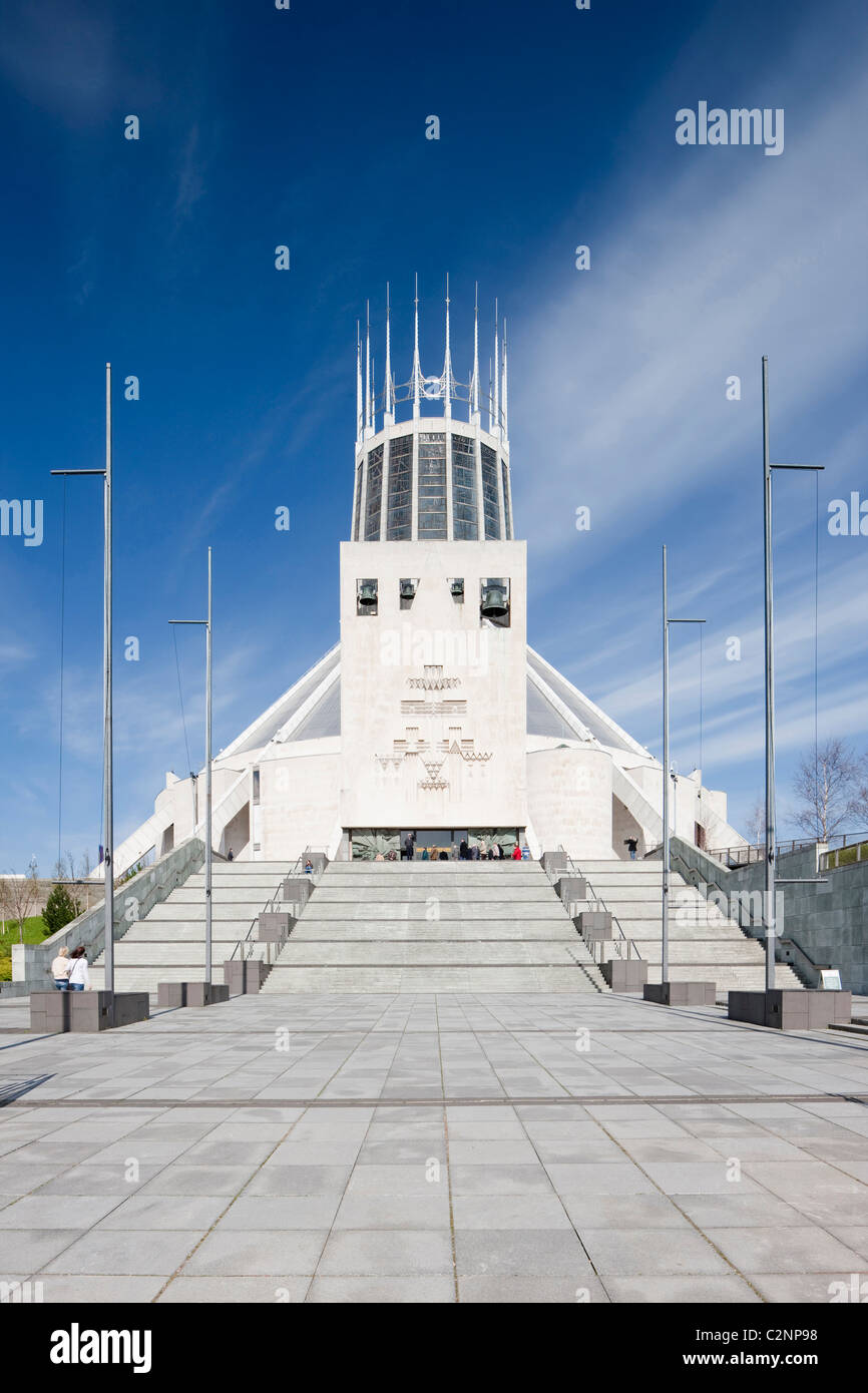 Fassade der Kathedrale in Liverpool, Merseyside, England, UK Stockfoto