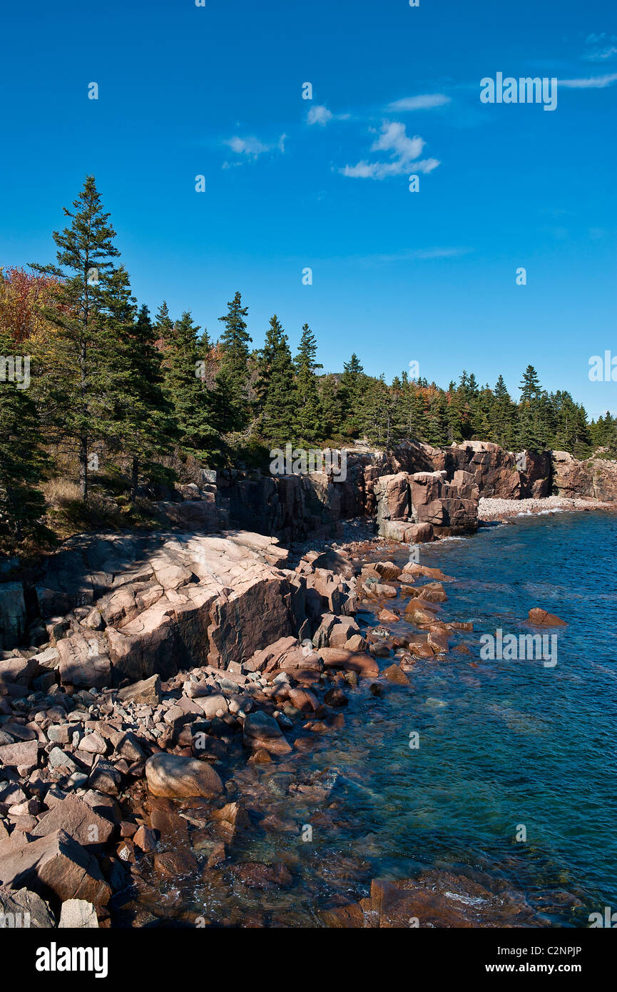 Küstenlandschaft, Ocean Drive, Acadia NP, Maine, ME, USA Stockfoto