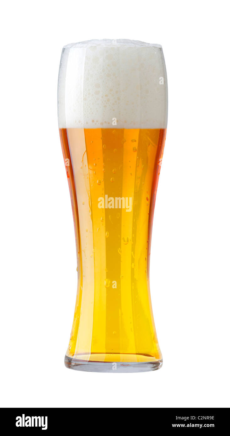 Glas helles Bier isoliert auf weißem Hintergrund Stockfoto
