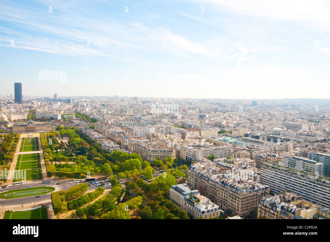 Panorama Blick auf Paris vom Eiffelturm in Paris, Frankreich gesehen. Stockfoto