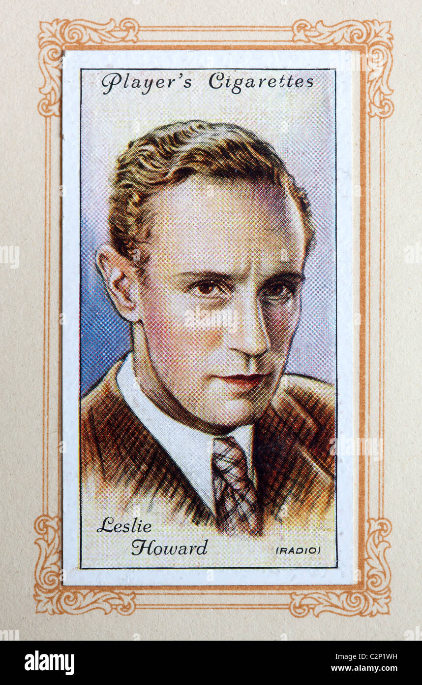 Vintage Leslie Howard Spieler Souvenir Zigarette Karte Stockfoto
