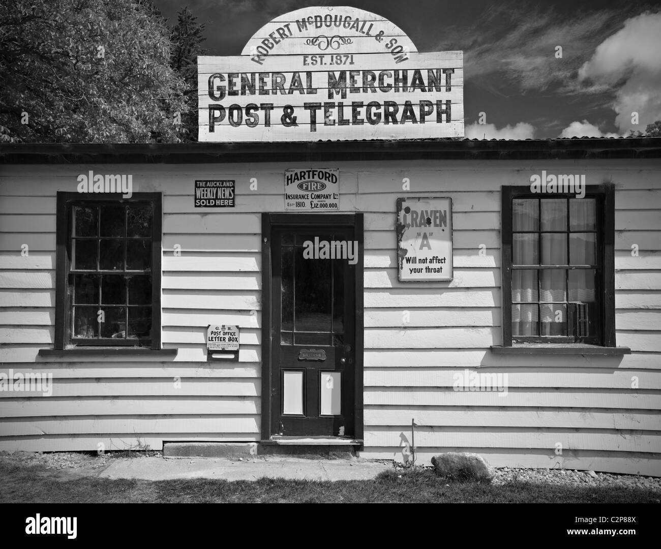Neunzehnten Jahrhunderts allgemeine Kaufmann, post und telegraph Büro Neuseeland Stockfoto
