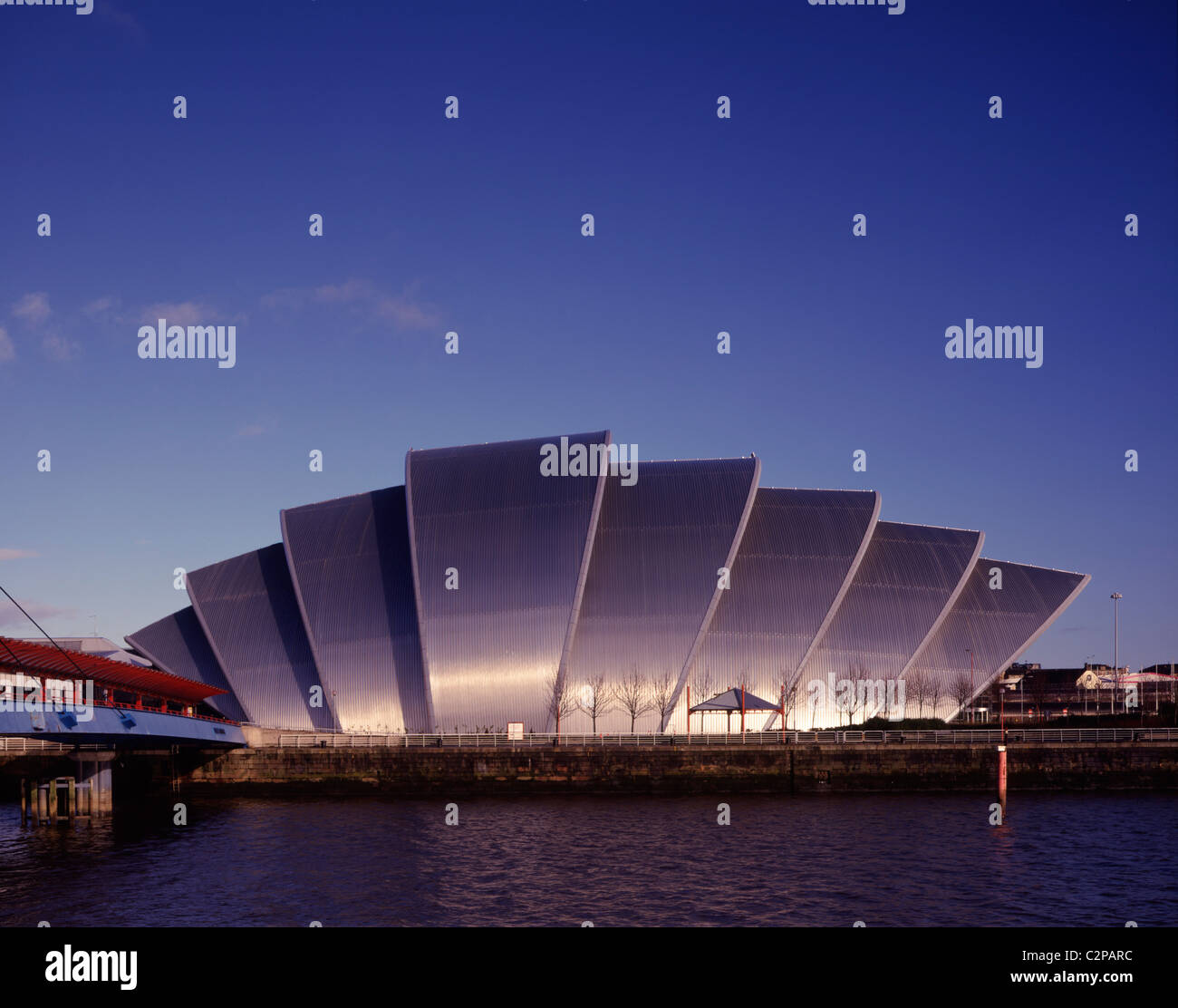 Clyde Auditorium, Queens Dock, Glasgow, Schottland. Seitenansicht. Stockfoto