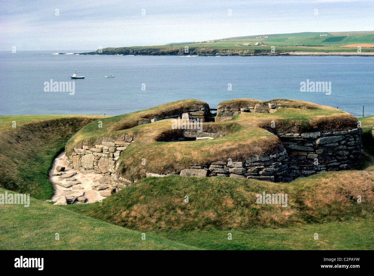 Skara Brae, Isle of Orkney Vorgeschichte prähistorischen schottischen Denkmal Denkmäler Orkneys Scotland UK Küste Küste Stockfoto