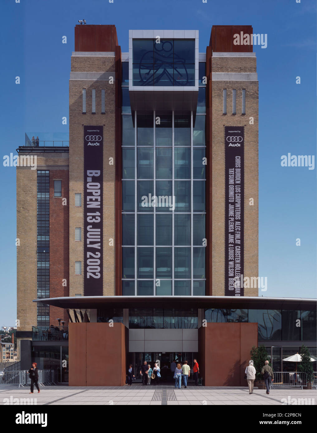 Baltic Centre for Contemporary Arts, Gateshead, Newcastle Upon Tyne. Vorderansicht Haupteingang Detail. Stockfoto