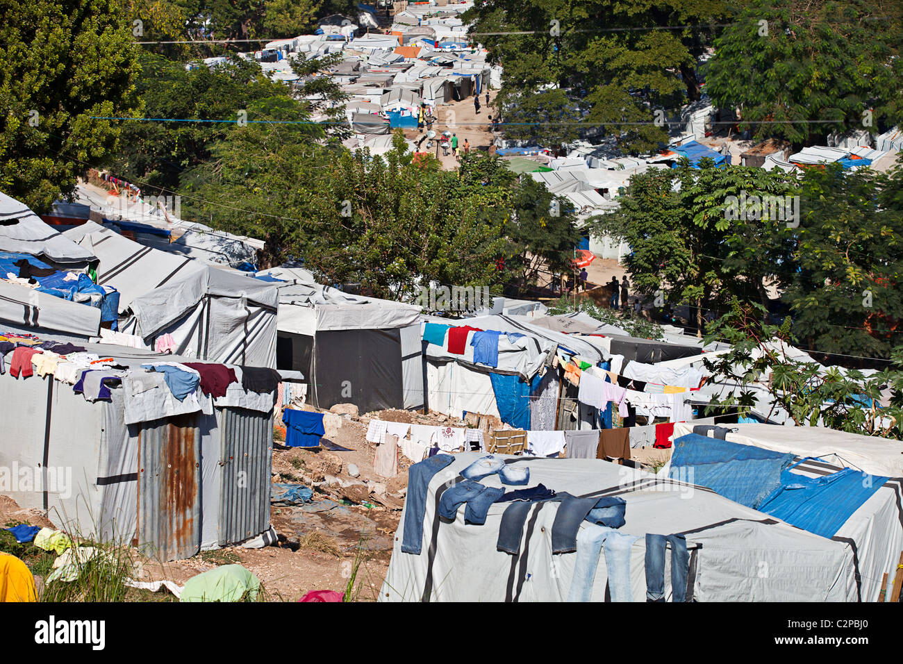 Petionville Zeltlager ein Jahr nach 2010 Erdbeben in Haiti. Das Lager wurde von Amerika Schauspieler Sean Penn. gegründet. Stockfoto