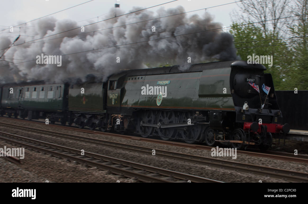 Schlacht von Großbritannien Klasse Steam Train 34067 Tangmere Stockfoto