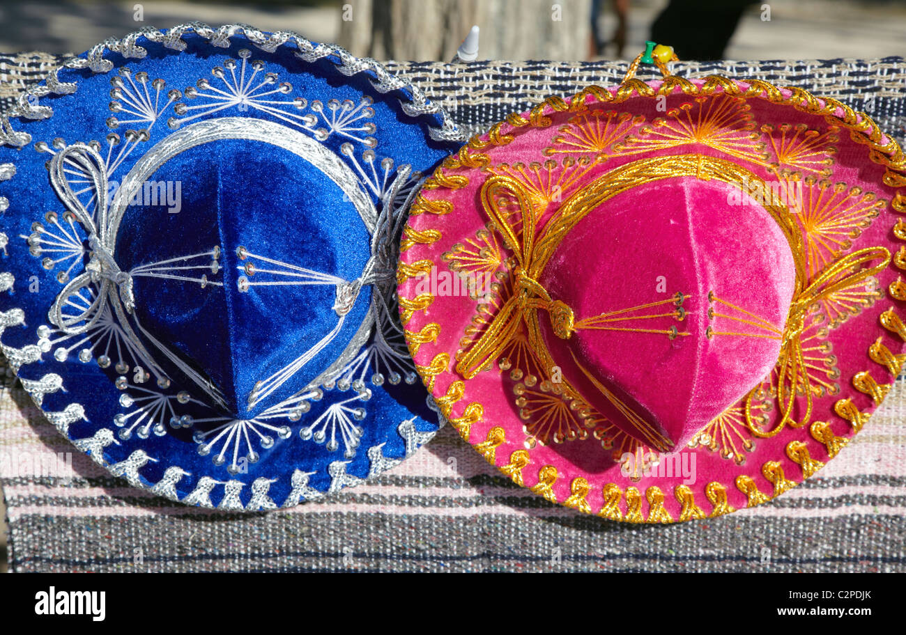 Mexikanischen Stil Hüte für Verkauf Chichen Itza Mexico Stockfoto