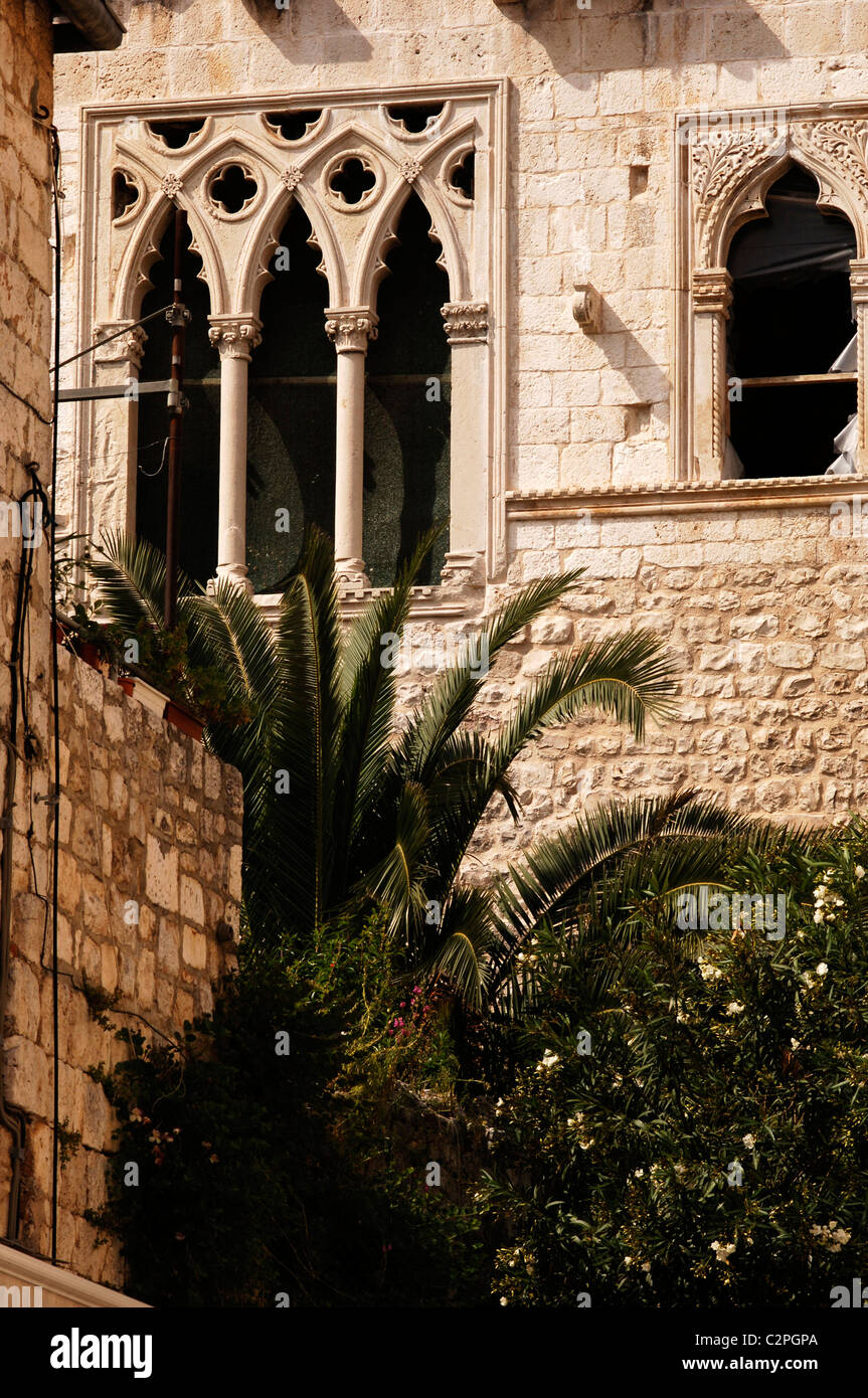 Gotische Ruinen von Hector Vichuar Palace Hvar Kroatien Stockfoto