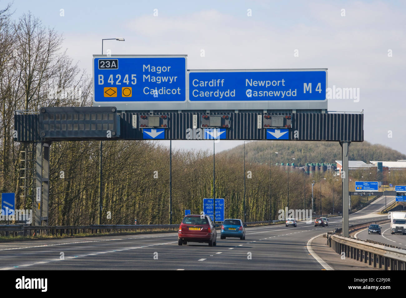 M4 in der Nähe von Caerdydd, Wales, Cardiff, UK Stockfoto