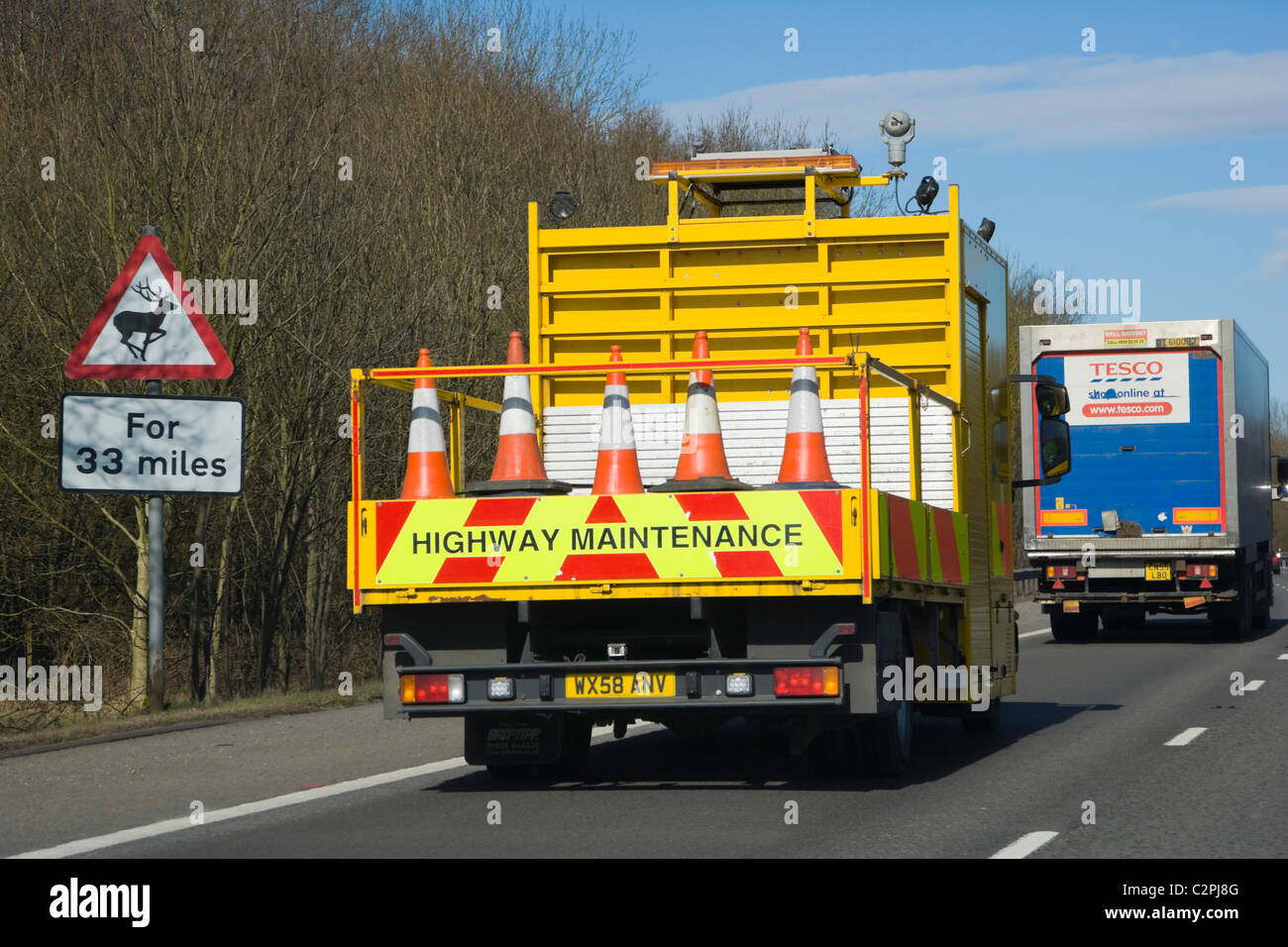 Autobahn Wartung LKW auf der M4 Autobahn, England, UK Stockfoto