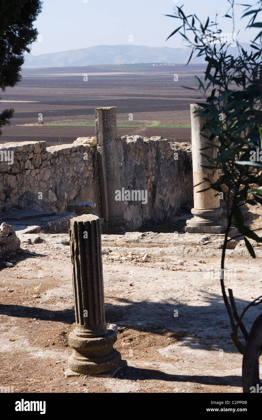 Öffentliche Bäder, numidischen, römische Stätte von Volubilis, in der Nähe von Meknès, Marokko Stockfoto