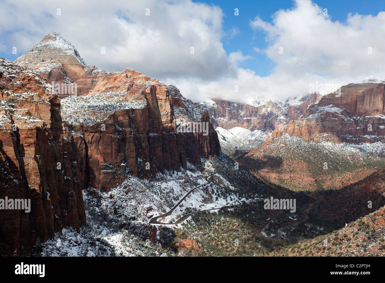 Zion Canyon nach einem Schneesturm Stockfoto