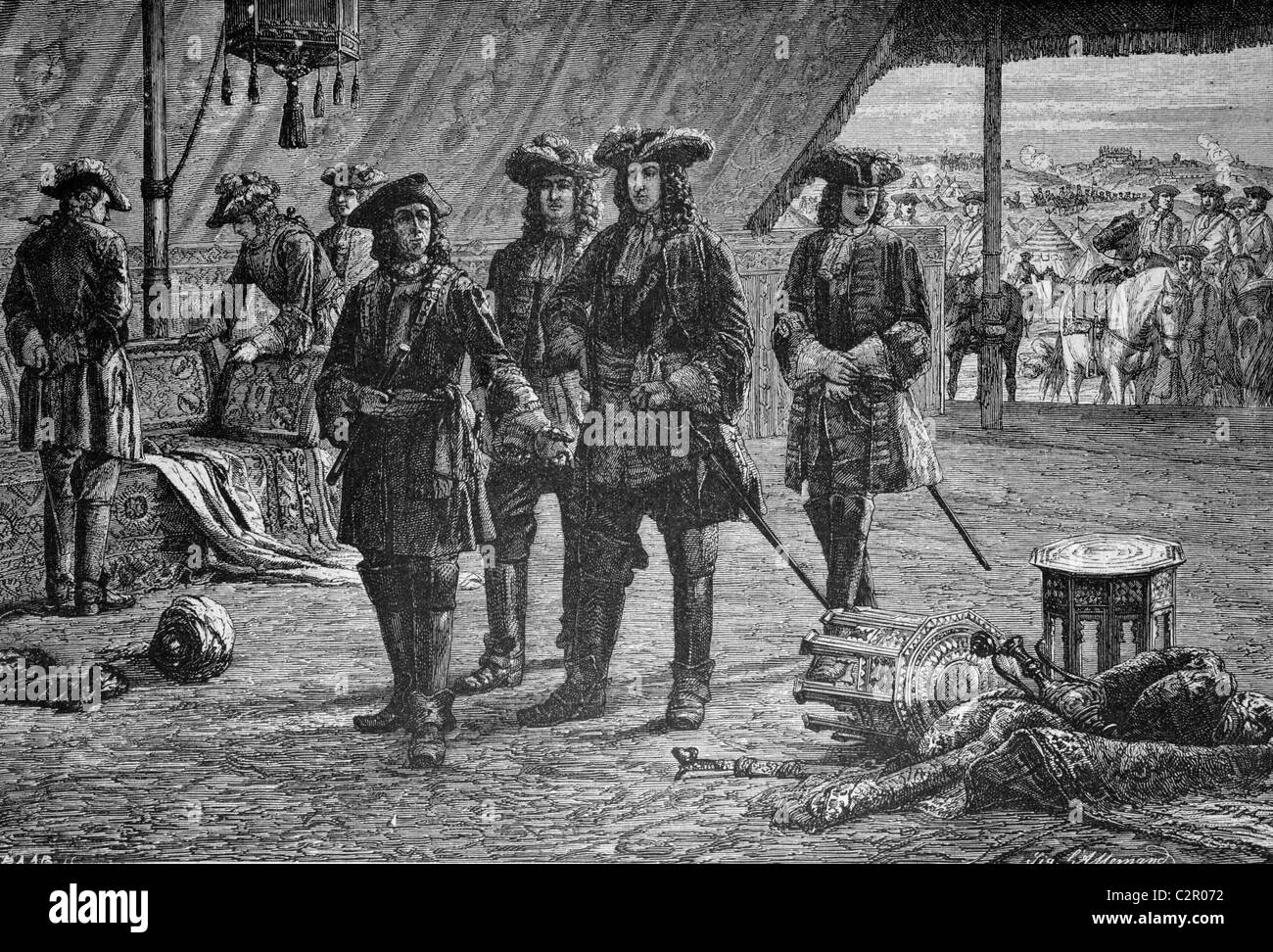 Prinz Eugene des Wirsings als Sieger im türkischen Lager von Belgrad 1717, historische Abbildung, ca. 1886 Stockfoto
