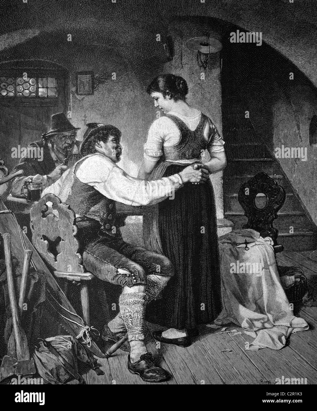 Stoppen des Inn, historische Abbildung, ca. 1886 Stockfoto