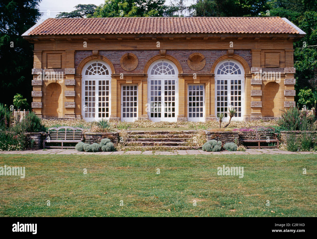Die Orangerie, Hestercombe, Somerset. 1904-1906-Edwardian Arts and Crafts Garten. Stockfoto