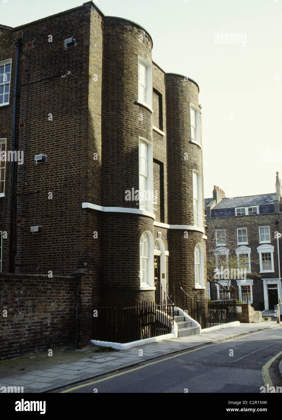 Georgische Ende des 18. Jahrhunderts Doppel-fronted Stadt Ziegelhaus, Islington, N1. Stockfoto