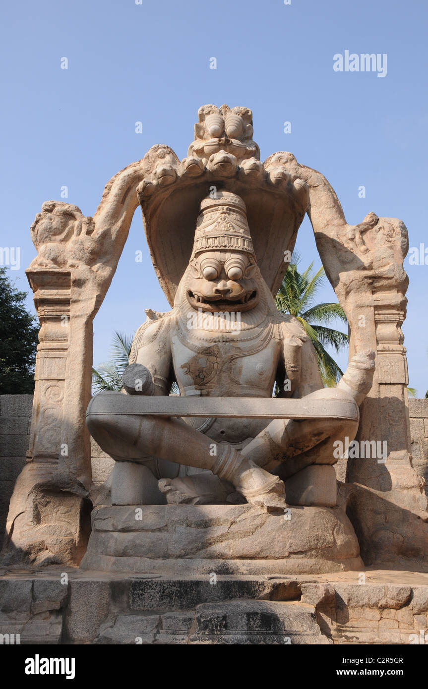 Lakshmi Narasimha Tempel, Humpi, Weltkulturerbe Stockfoto