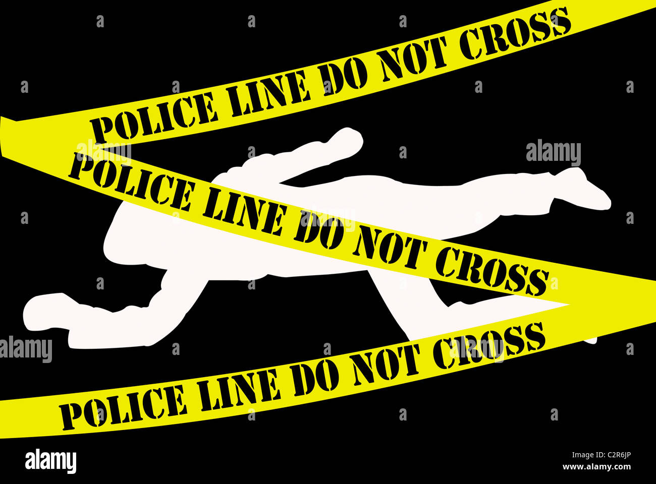 Weisse Leiche Silhouette Auf Schwarzem Hintergrund Mit Polizeiabsperrung Kreuzen Nicht Banner Stockfotografie Alamy