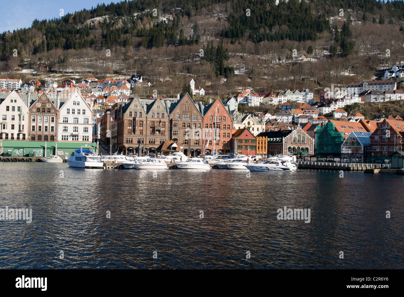 Winter in Bryggen, Bergen - Norwegen Stockfoto