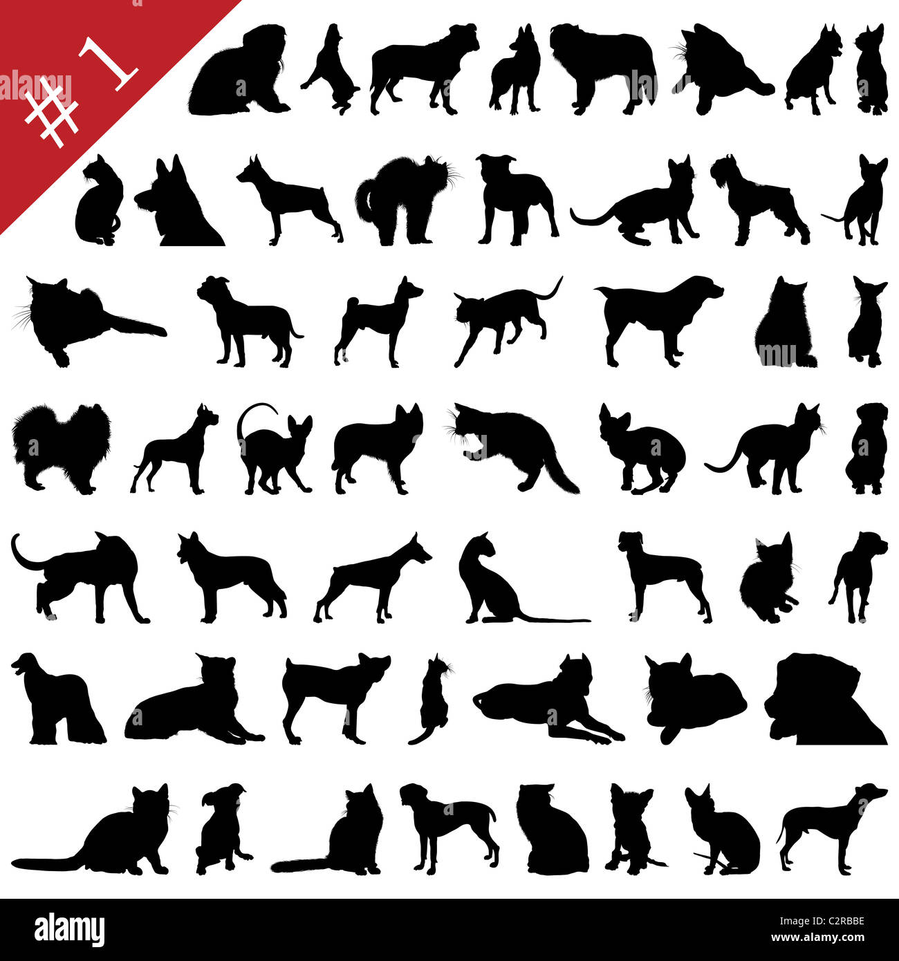 Set # 1 von anderen Vektor Haustiere Silhouetten Design einsetzbar Stockfoto