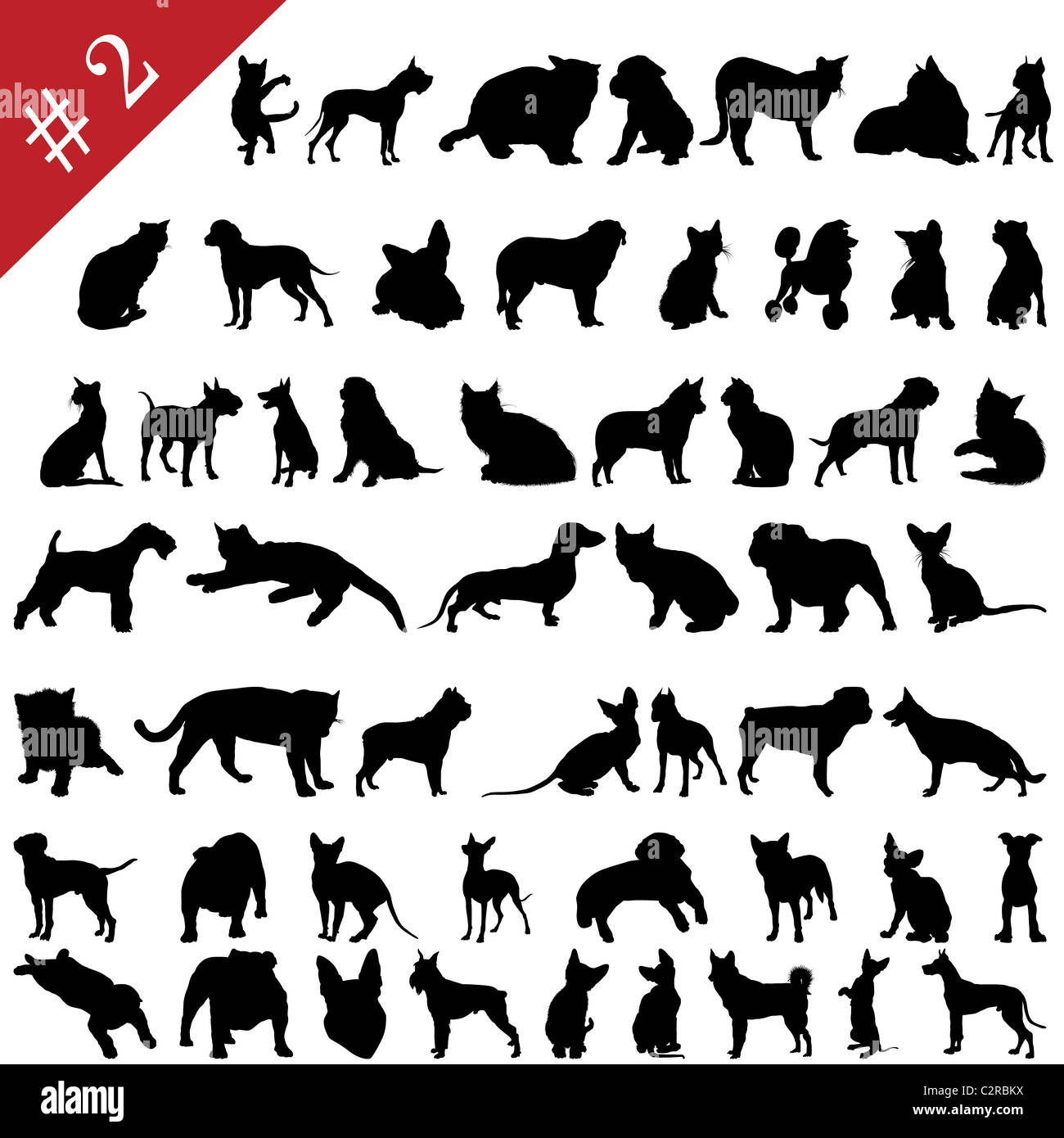 Set # 2 von anderen Vektor Haustiere Silhouetten Design einsetzbar Stockfoto