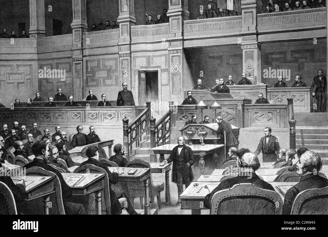 Sitzung des Deutschen Reichstages, historische Abbildung, ca. 1886 Stockfoto