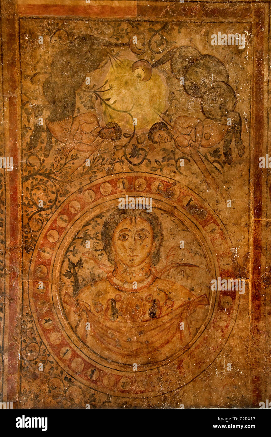 Fresko Wandbild Umayyaden Palace Qasr al-Hayr al-Frieling museum Damaskus Syrien Syrien Naher Osten Stockfoto
