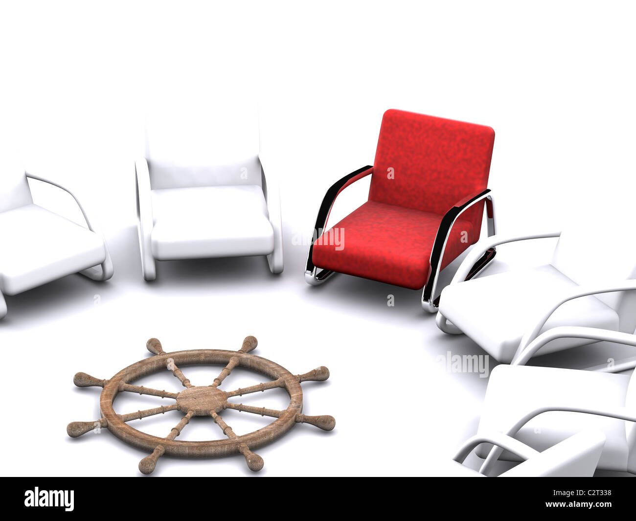 der Sessel um Ruder. 3D Stockfoto