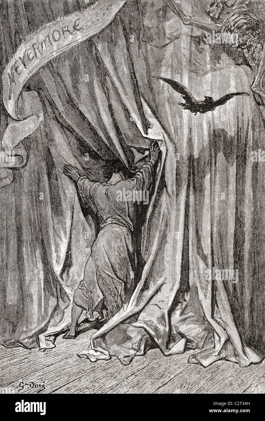 Nach Einer Zeichnung Von Gustave Dore Fur Poes Gedicht Der Rabe Stockfotografie Alamy