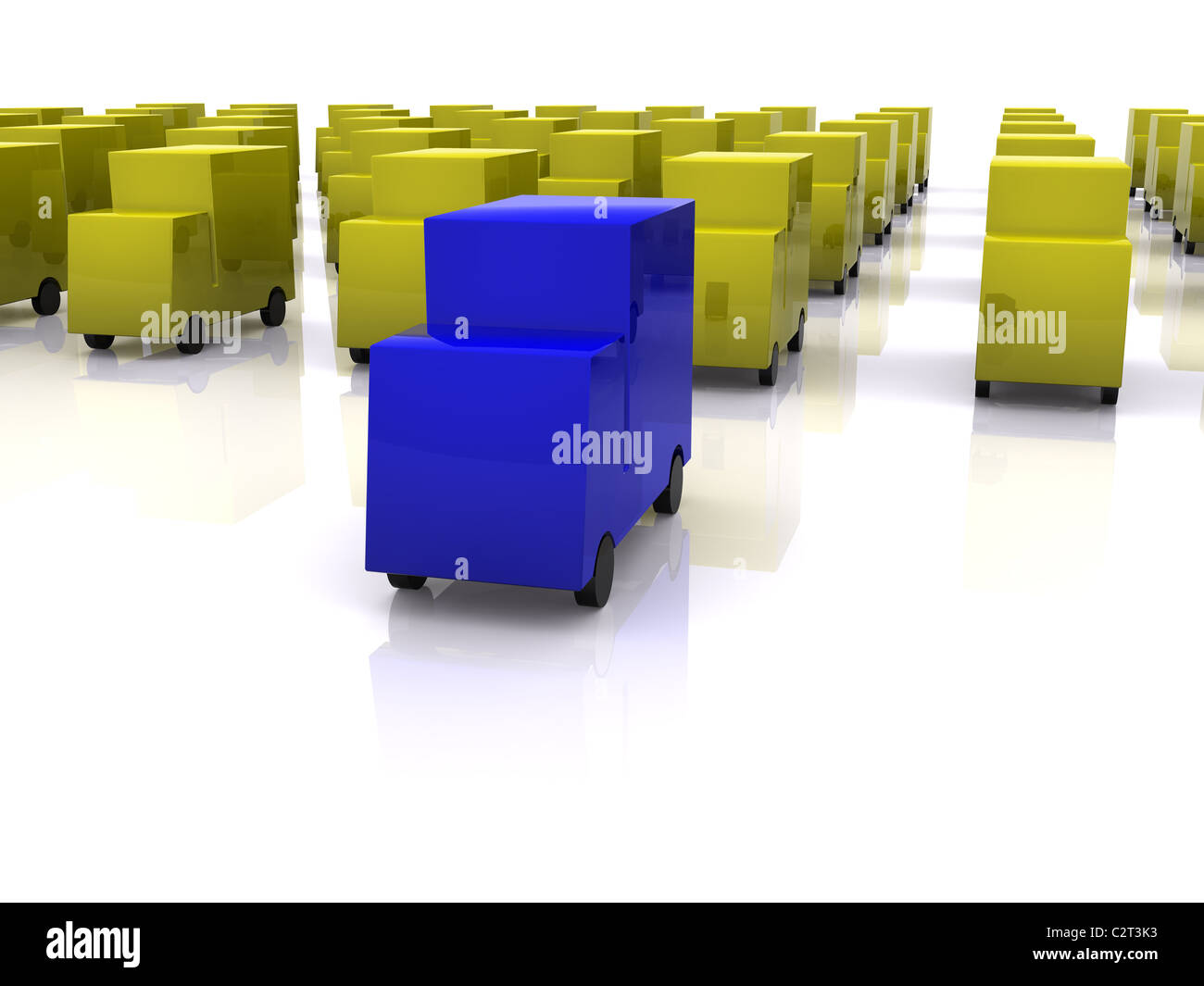 blaue Leitung von Autos. 3D Stockfoto