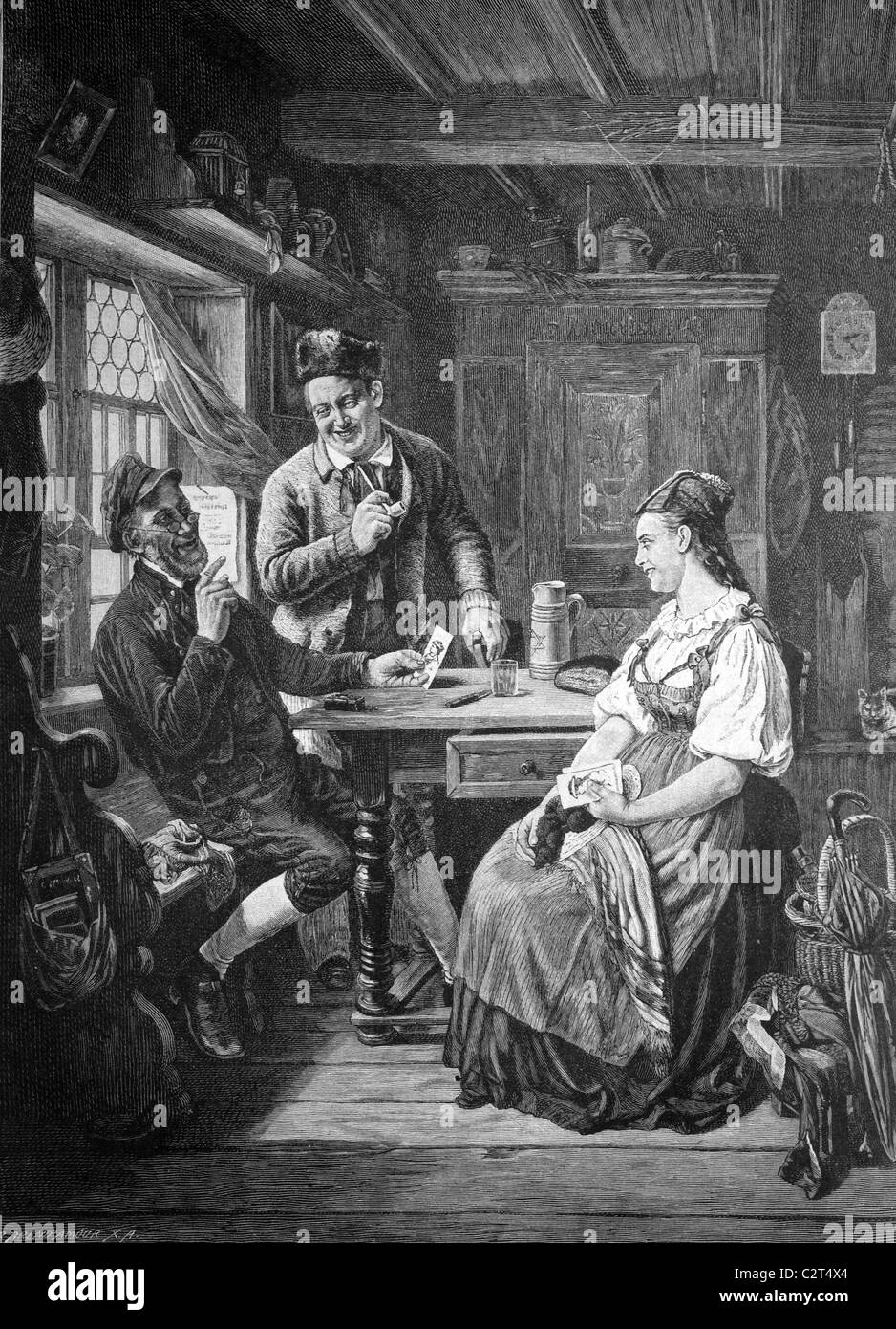 Familie anzeigen Bilder von einem Fotografen, historische Abbildung, ca. 1886 Stockfoto