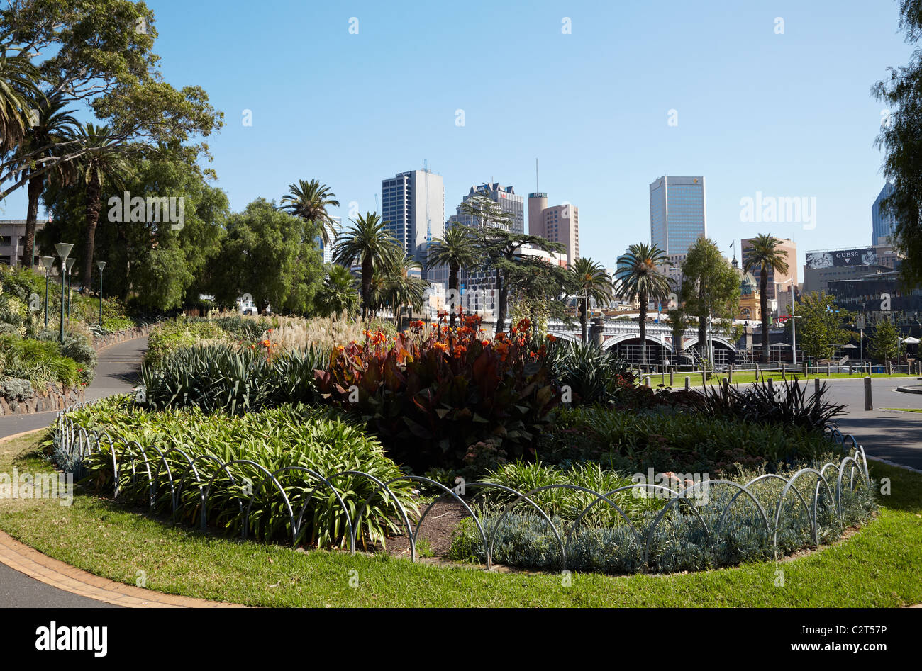 Skyline der Stadt und Princes Bridge, Melbourne, Victoria, Australien Stockfoto