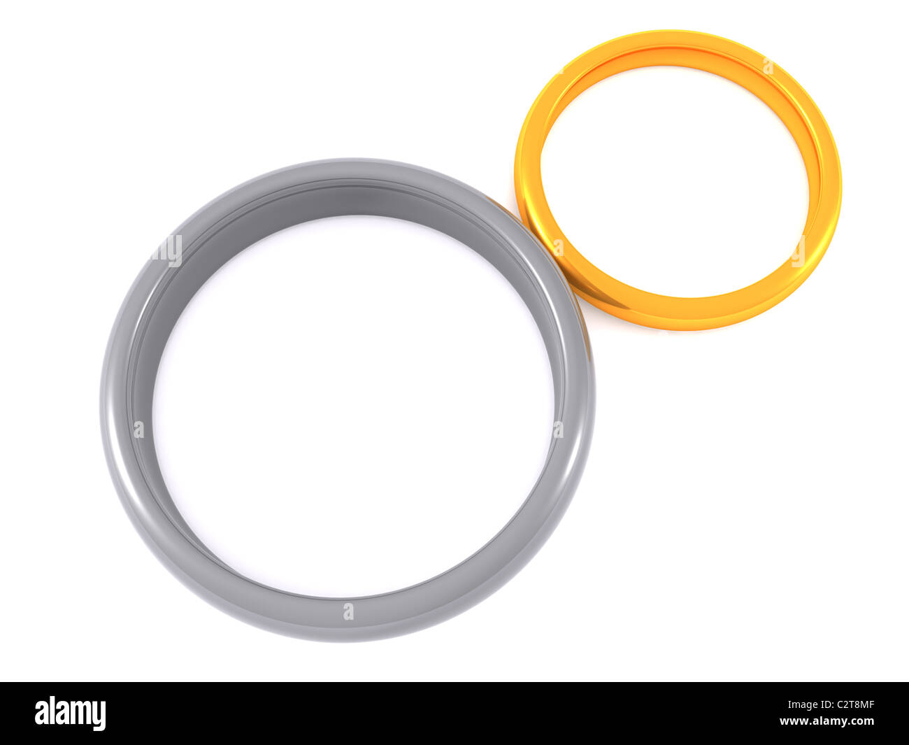 zwei Ringe. 3D Hochzeit Stockfoto