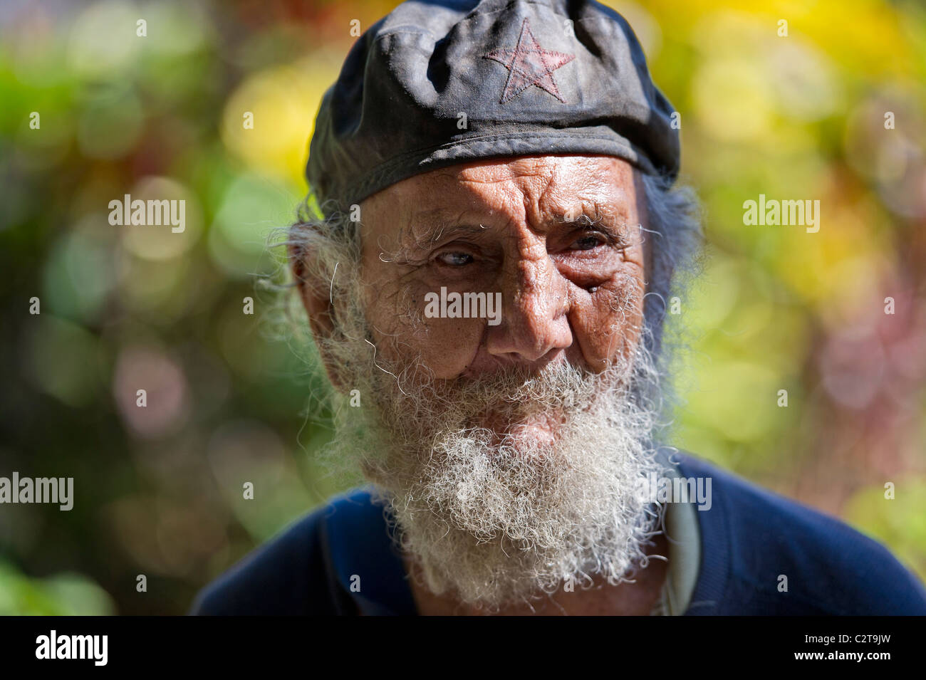 Alter Mann in Plaza de Armas Stockfoto