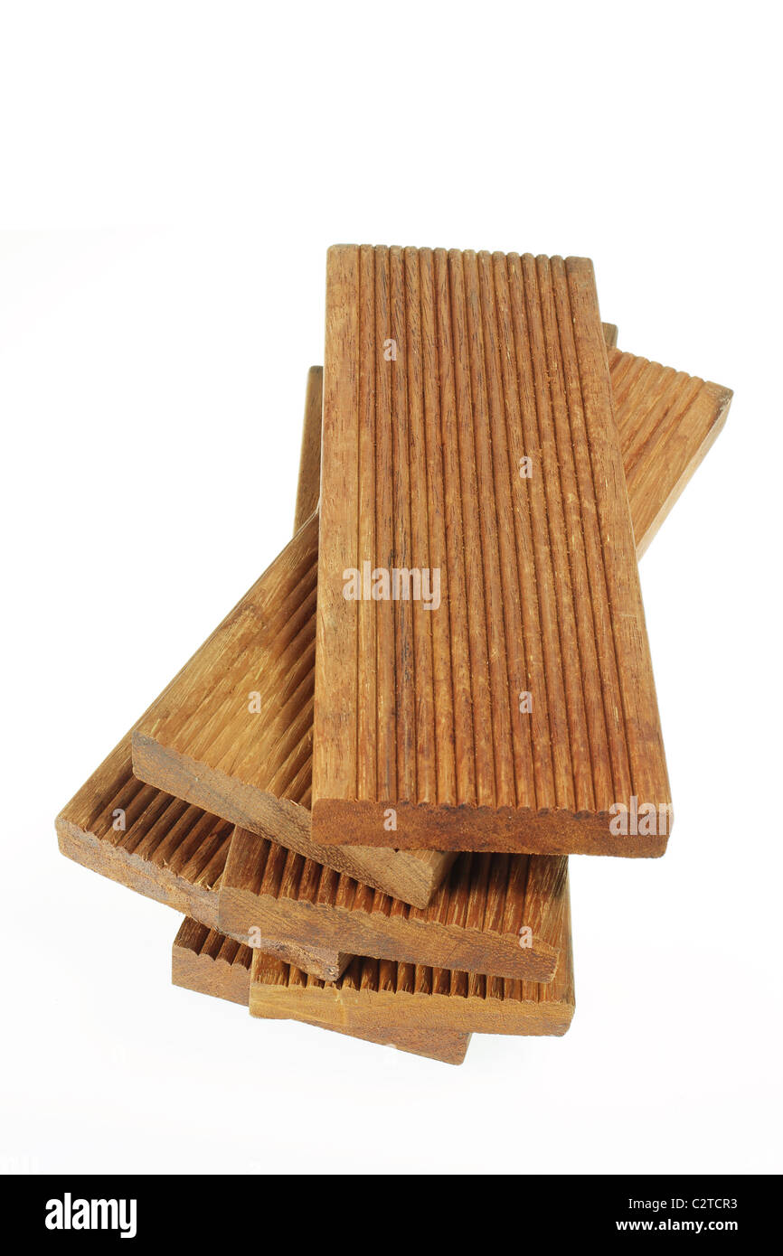 Haufen von Holzbohlen Stockfoto