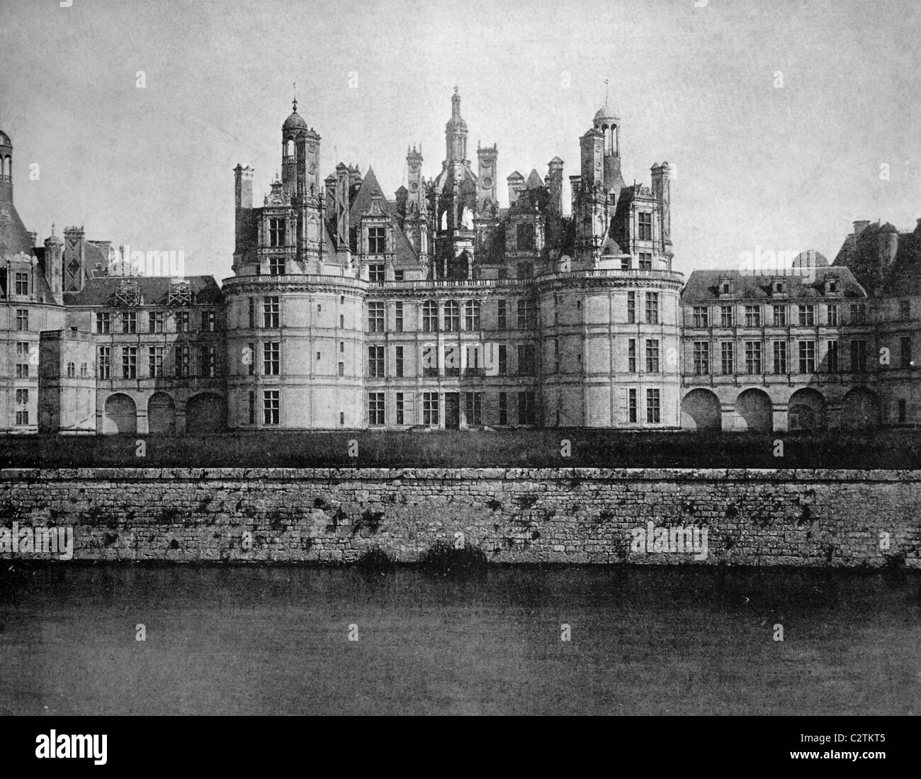 Frühe Autotype Château de Chambord Schloss, UNESCO-Weltkulturerbe, Loir-et-Cher, Frankreich, historische Fotos, 1884 Stockfoto