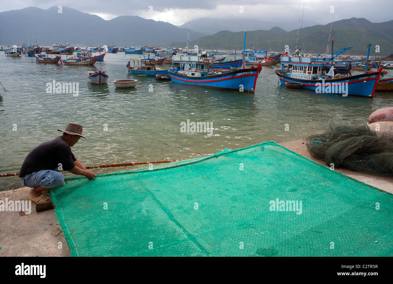 Angelboote/Fischerboote auf Hon Mieu Insel in der Nähe von Nha Trang Stockfoto