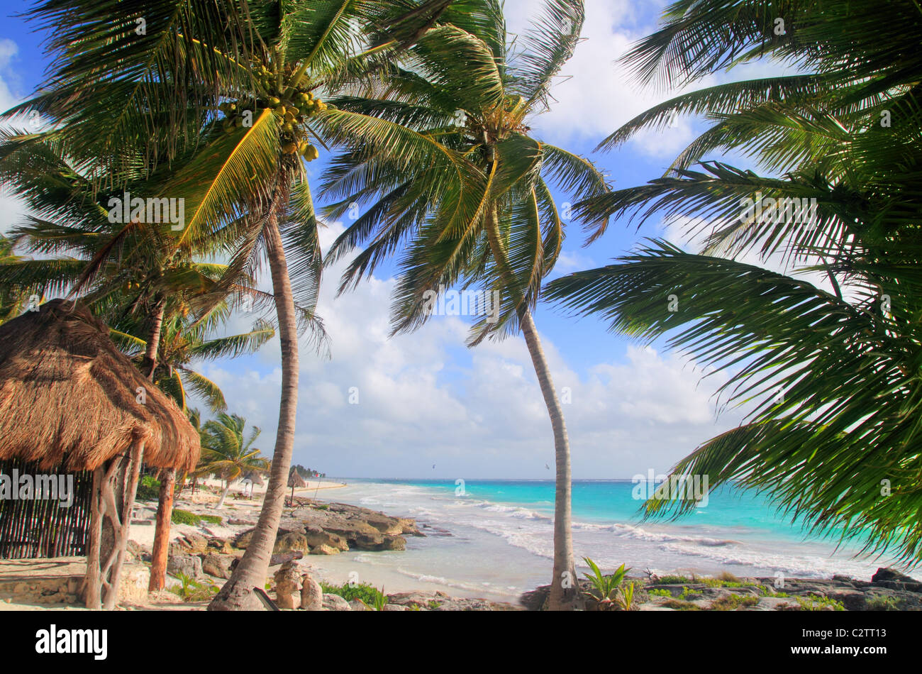 Karibik Tulum Mexiko Türkis Tropenstrand Riviera Maya Stockfoto