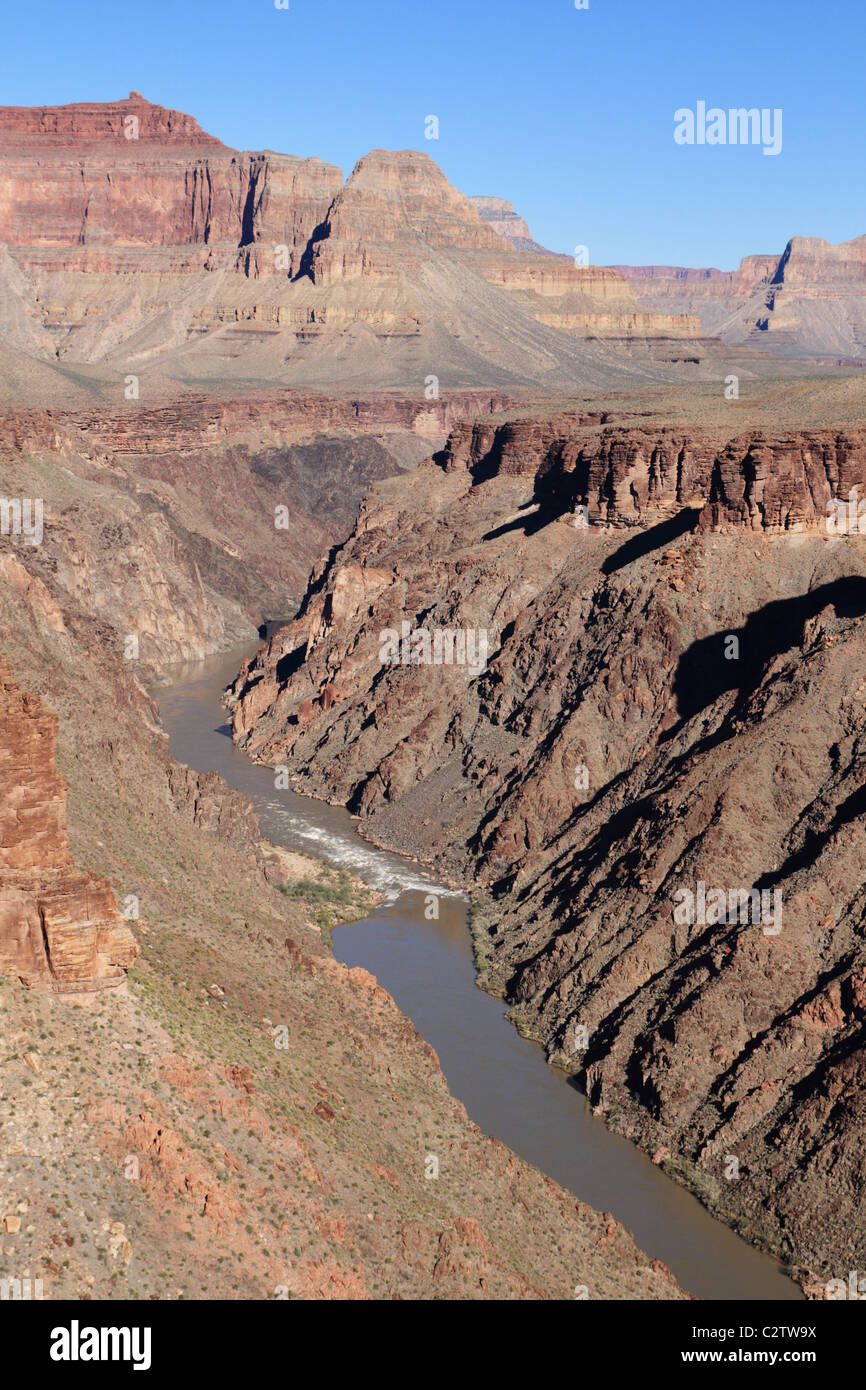 Kolorado Fluß in der inneren Schlucht des Grand Canyon Stockfoto