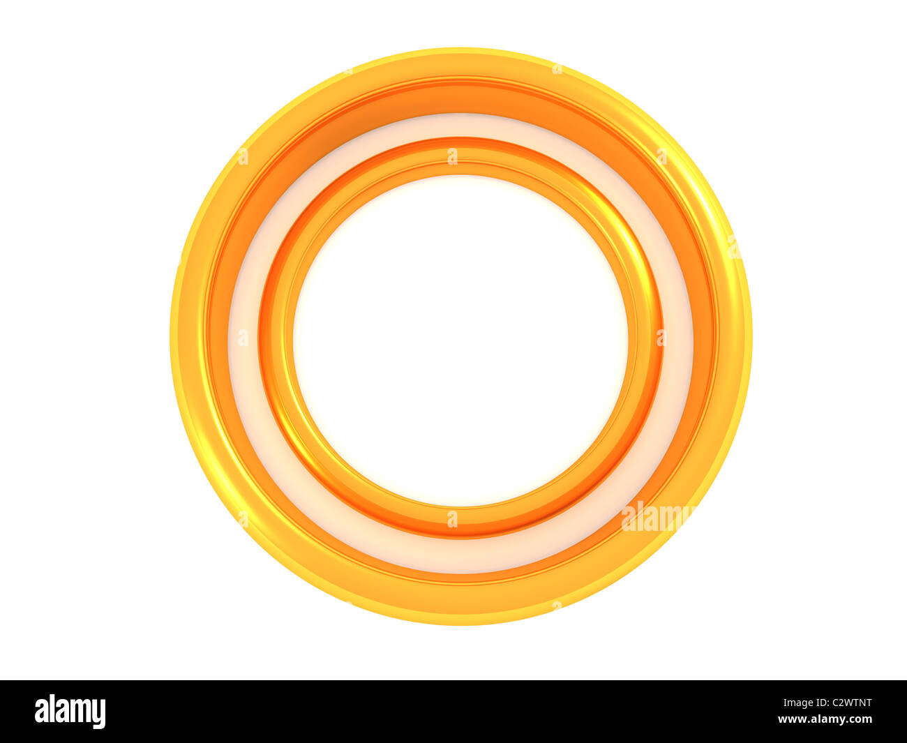 zwei goldene Ringe. 3D Hochzeit Stockfoto