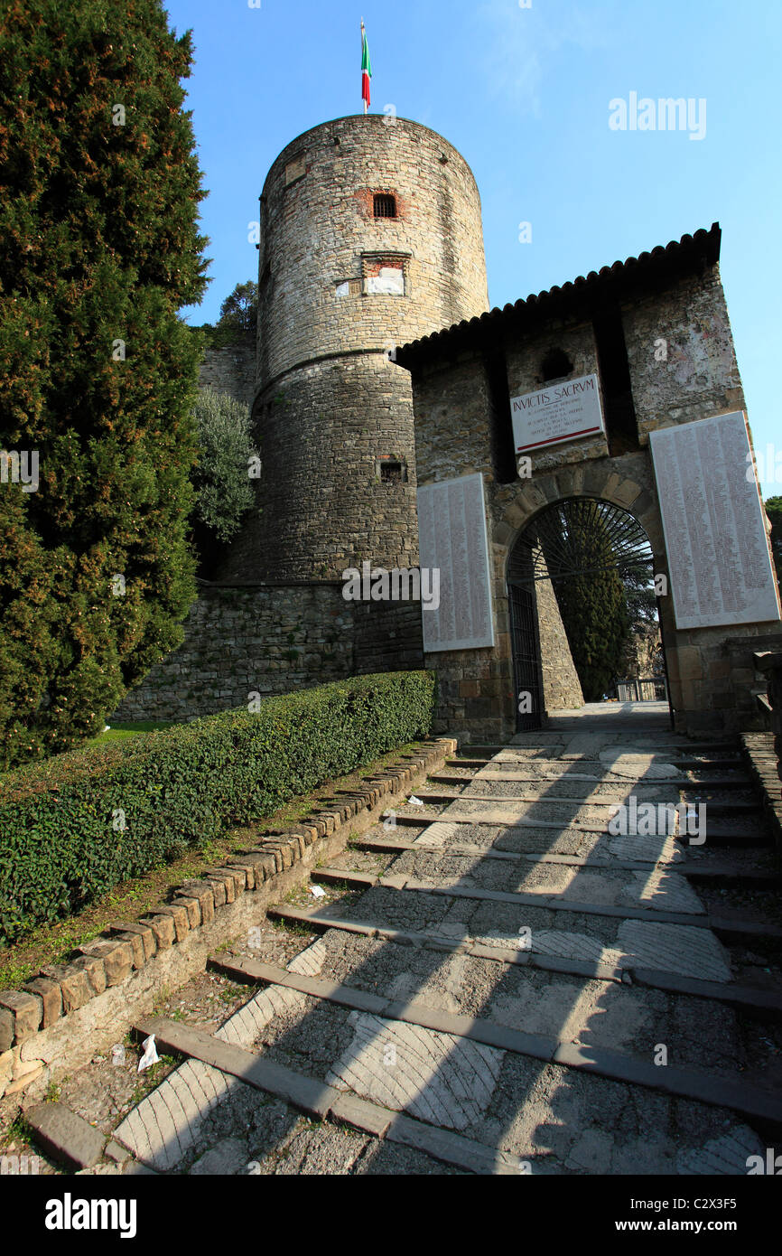 Italien, Lombardei, Altstadt von Bergamo, der venezianischen Turm der Rocca. Stockfoto