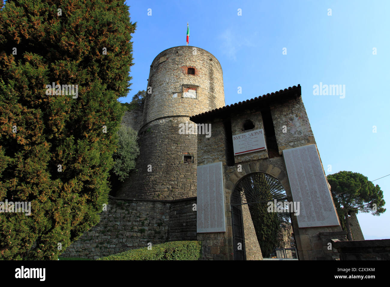 Italien, Lombardei, Altstadt von Bergamo, der venezianischen Turm der Rocca. Stockfoto