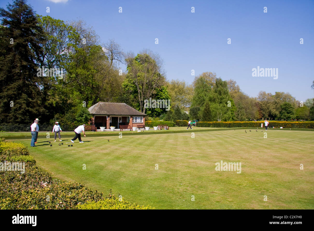 Bowling Green Batteresa Park in London Stockfoto