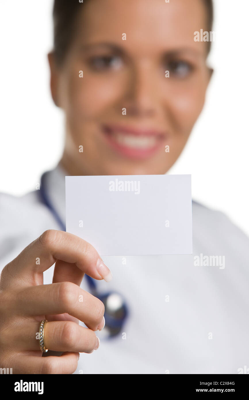 Arzt mit Visitenkarte Stockfoto