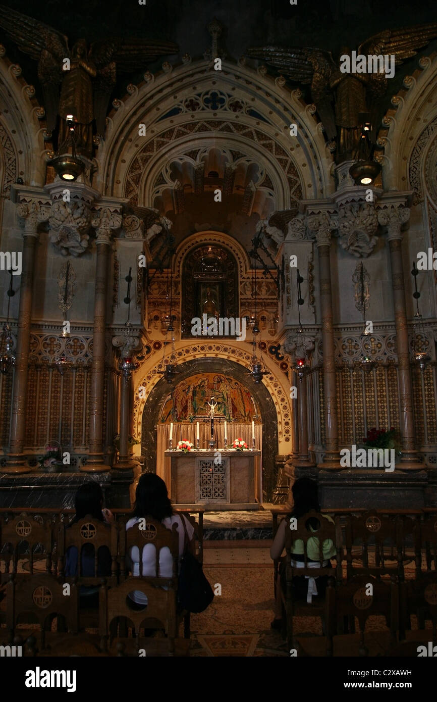 Jungfrau Maria Kapelle Abtei von Montserrat. Schwarzen Madonna kann von hinten gesehen. Montserrat, Katalonien, Spanien, Europa Stockfoto