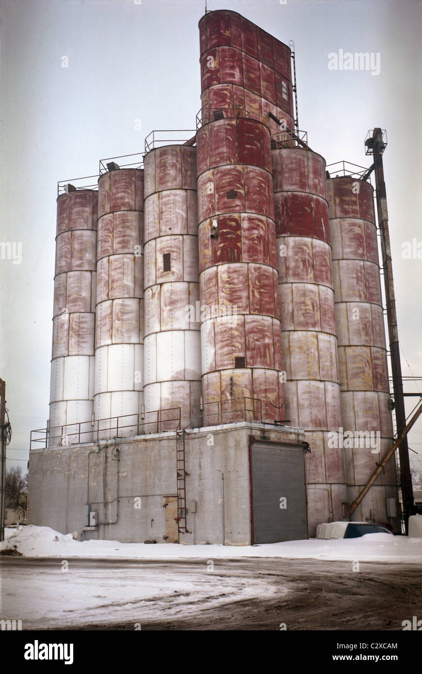 Eine große Getreidesilo in Riverdale, Nebraska. Stockfoto