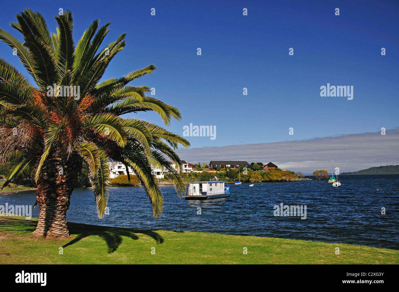 See-Blick auf Lake Taupo, Taupo, Region Waikato, Mile Bay, North Island, Neuseeland Stockfoto