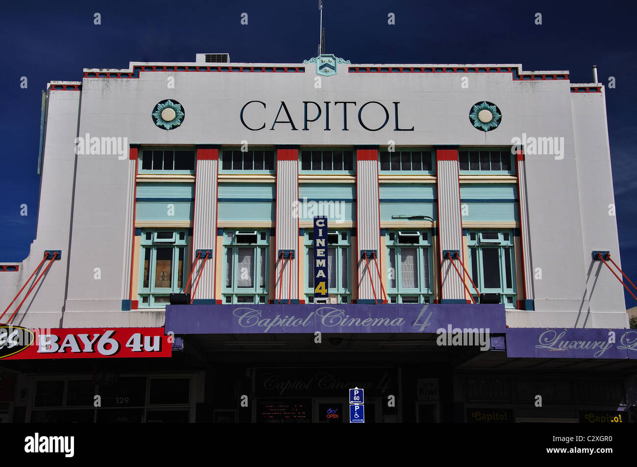 Art-Deco-Kino Capitol Gebäude, Jellicoe Street, Te Puke, Bucht von viel Region, Nordinsel, Neuseeland Stockfoto