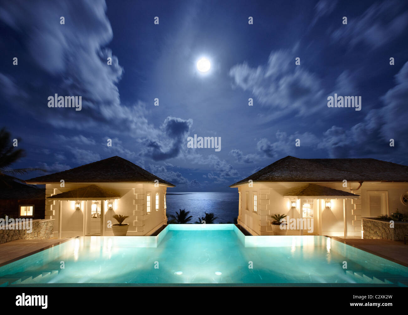 Sunrise Villa Mustique Swimmingpool Stockfoto